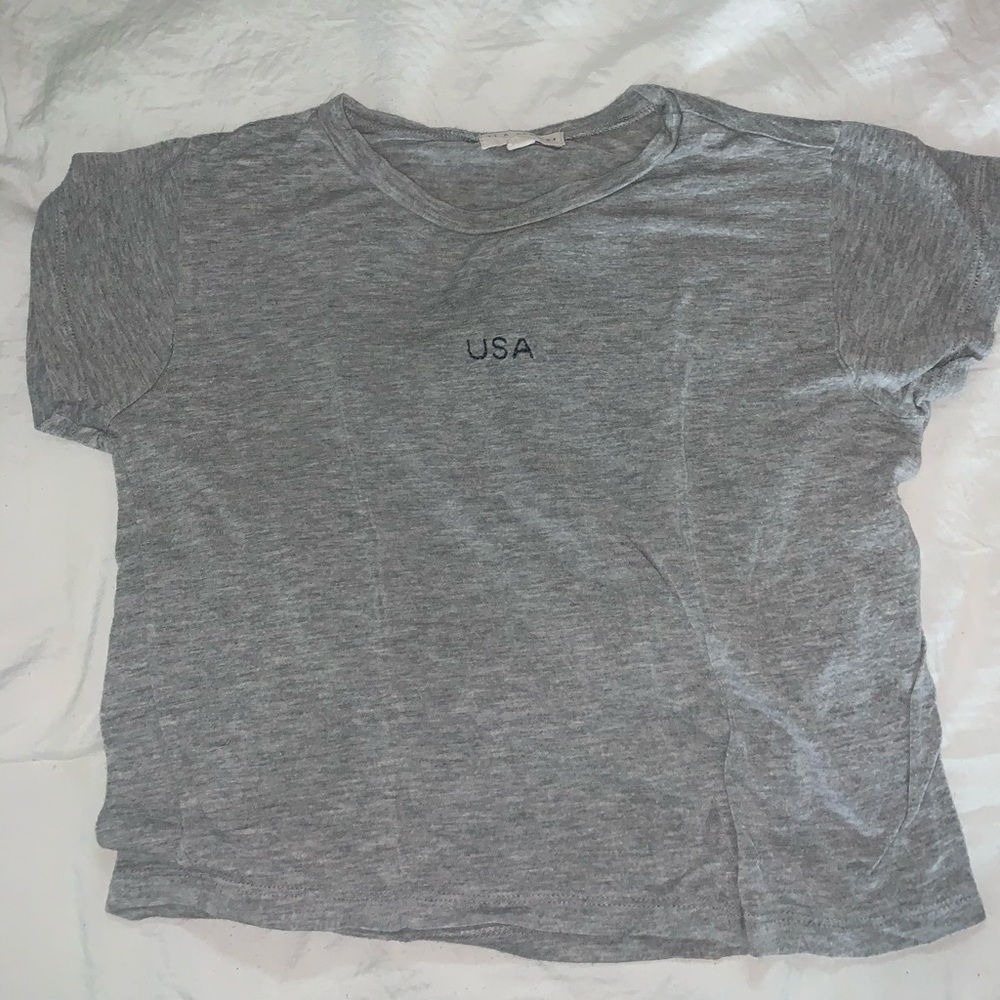 U.S.A grey la hearts cropped top